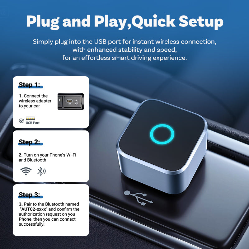 CarFits CP90 - type C Wireless CarPlay Adapter | Android Auto Wireless Adapter | 2-in-1 CarPlay & Android Auto | Fast Bluetooth & Wi-Fi Connection | Plug & Play | Seamless Smartphone Integration