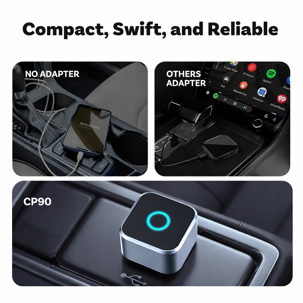 CarFits CP90 - type C Wireless CarPlay Adapter | Android Auto Wireless Adapter | 2-in-1 CarPlay & Android Auto | Fast Bluetooth & Wi-Fi Connection | Plug & Play | Seamless Smartphone Integration