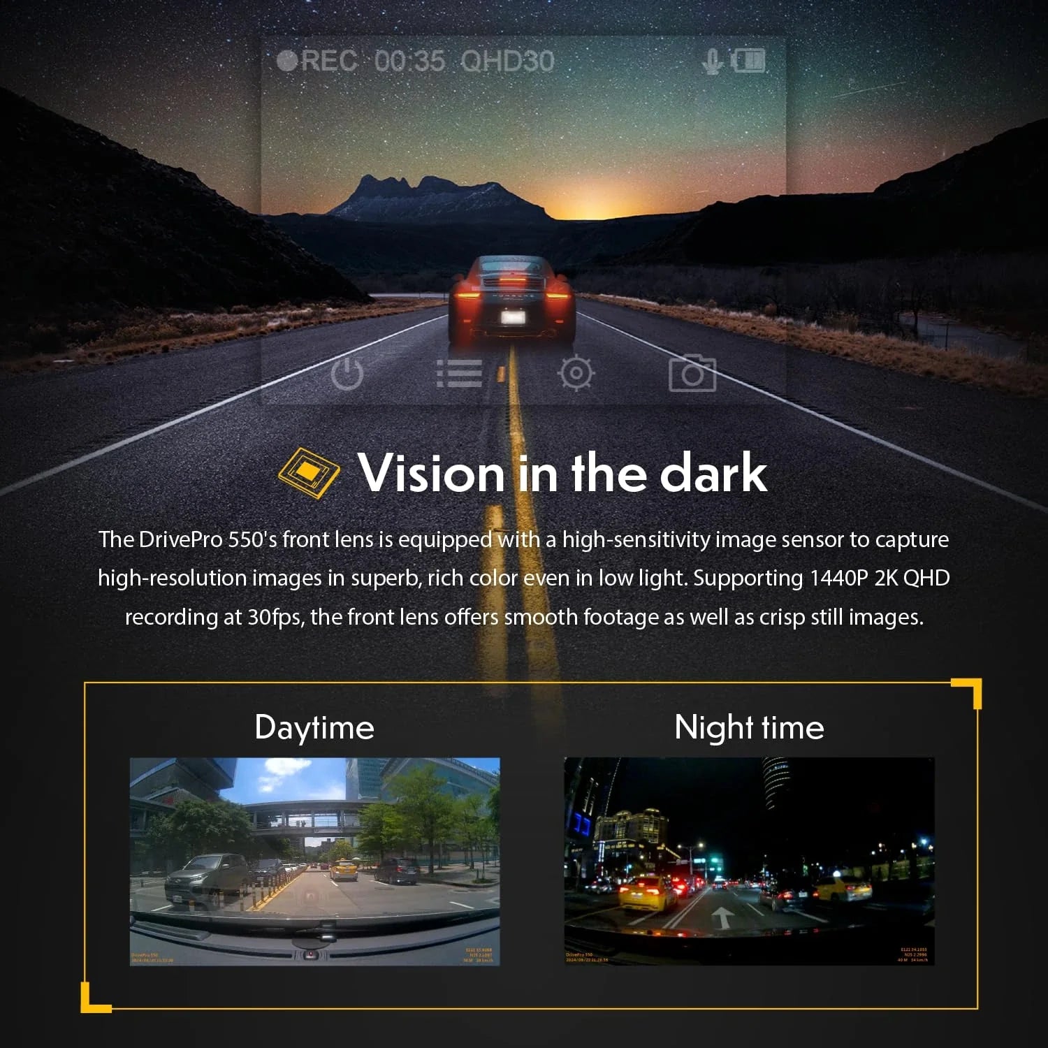 TRANSCEND DP550 Dashboard Camera for Car QHD 1440P