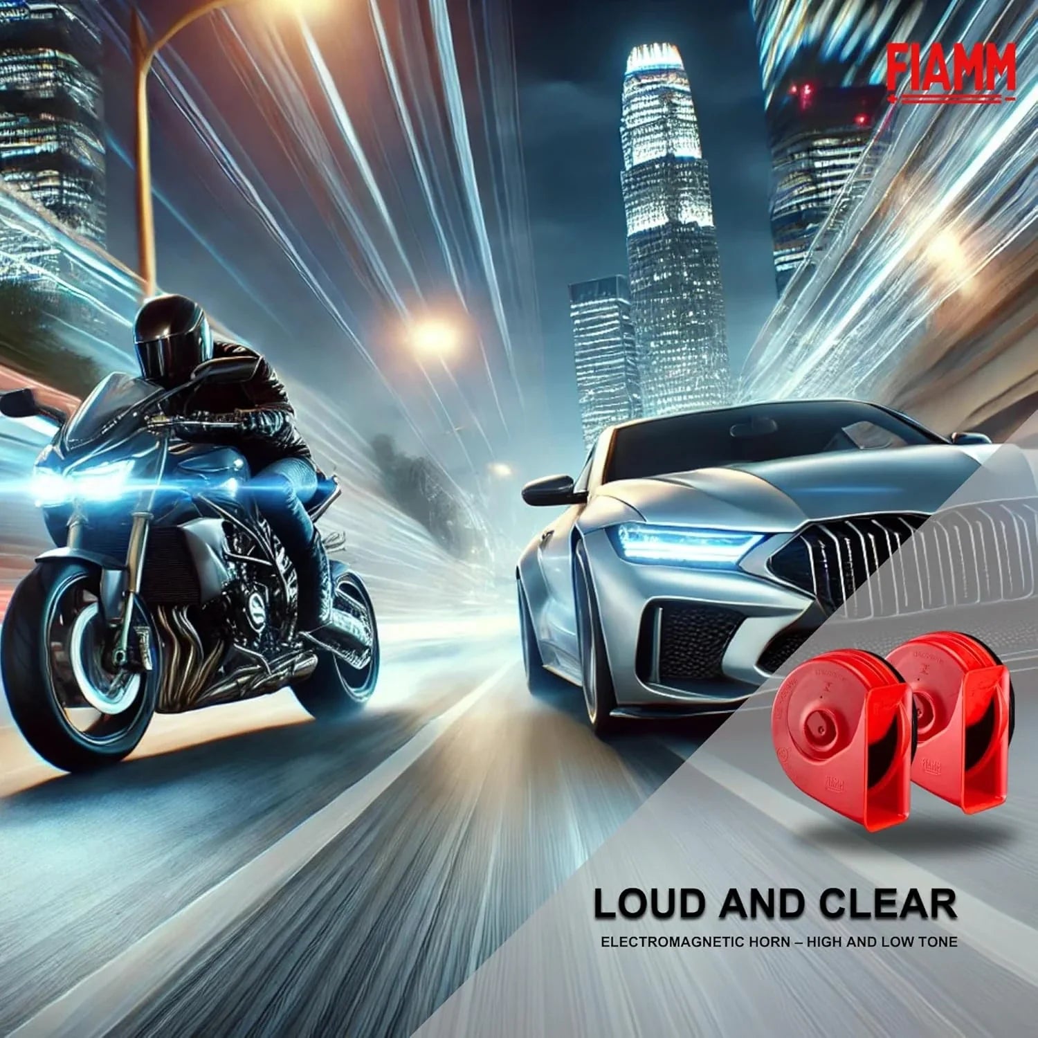 FIAMM Horn for Car AM80SX Red/Black Car Horn in India