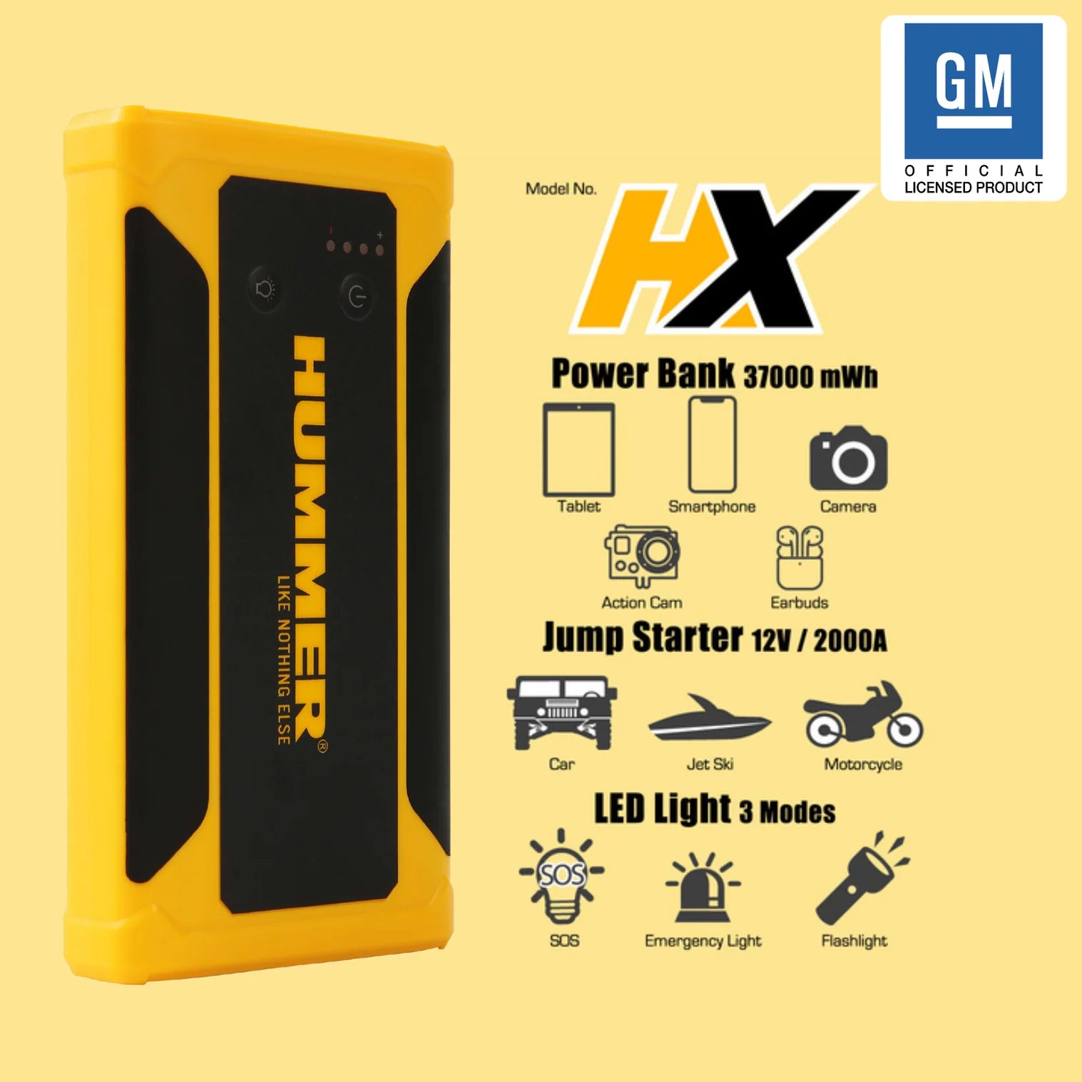 HUMMER HX Battery Jump Starters Battery Suitable for 12V / 2000A Vehicles 10000mAh