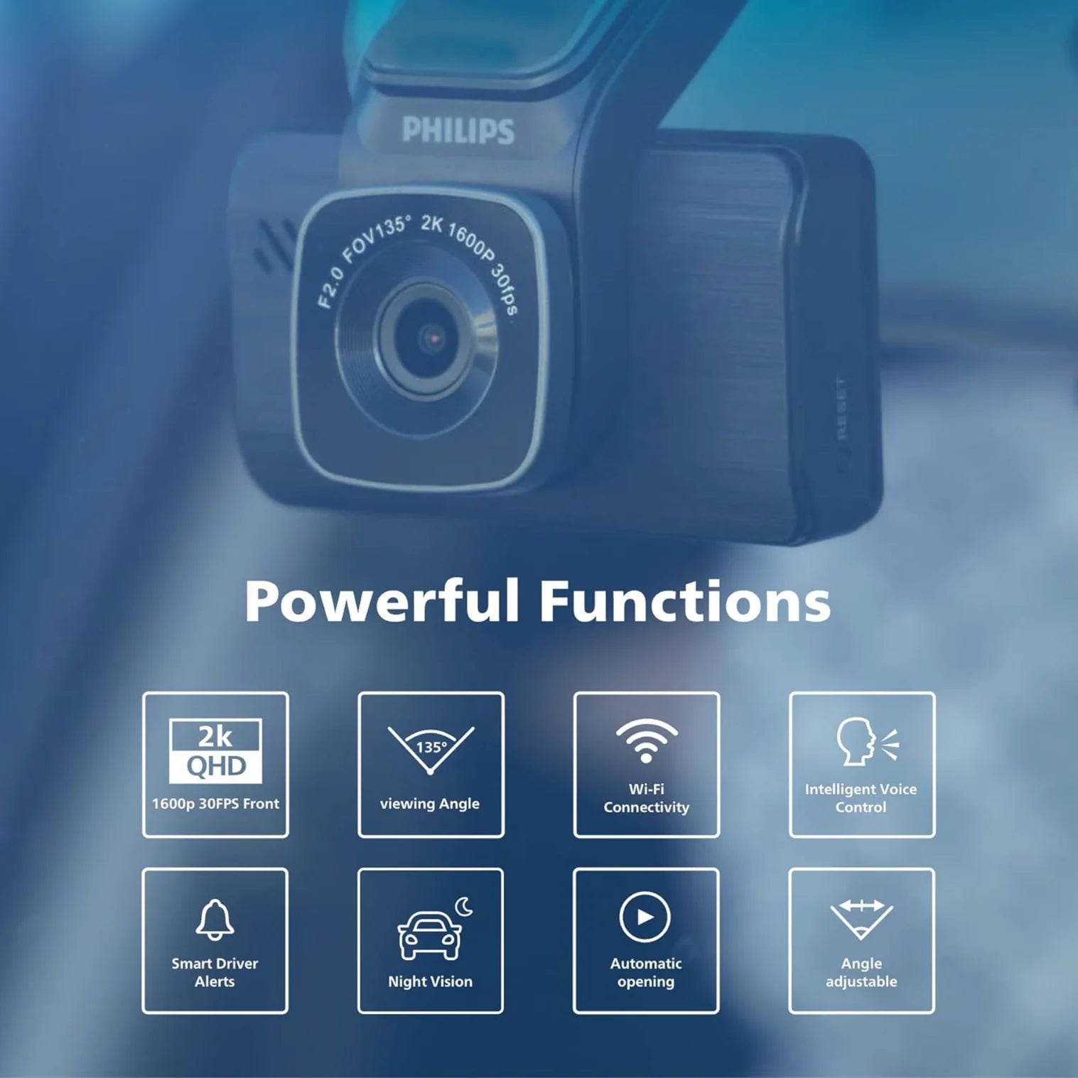 PHILIPS GoSure 5101 Dash Camera for Car, 2K QHD 1600p, G-Sensor