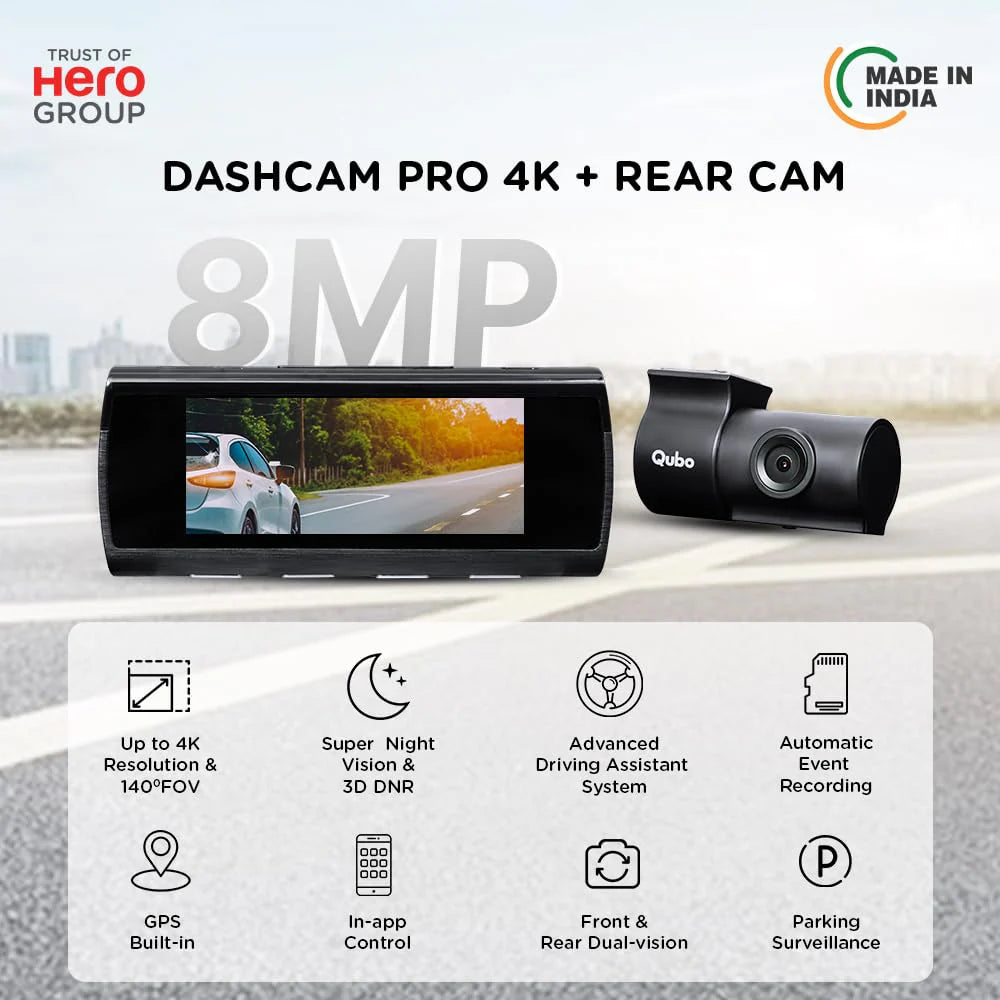 QUBO Dashcam PRO 4K (Front + Rear) Sony STARVIS IMX415 Sensor