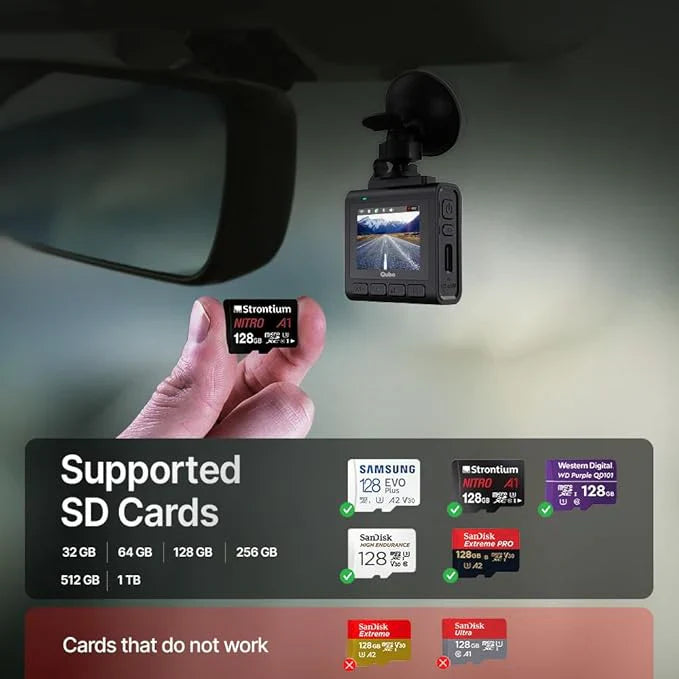 Qubo Pro 2.7K Front and Back Dash Cam
