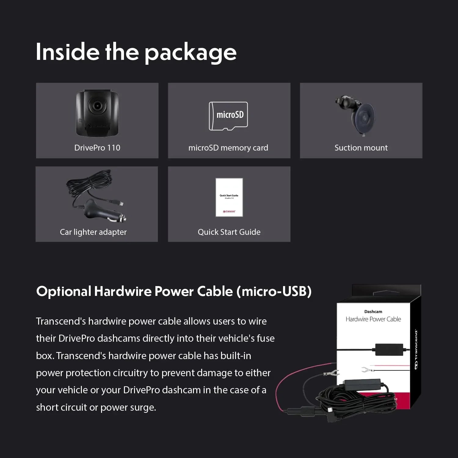 TRANSCEND DP110 Vehicle Dashboard Camera QHD 1440P
