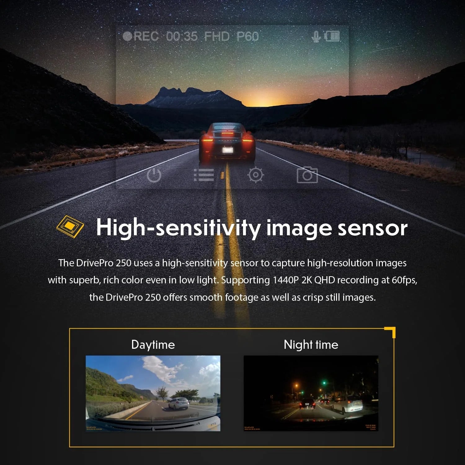 TRANSCEND DP250 Dashboard Camera QHD 1440P, Sony STARVIS