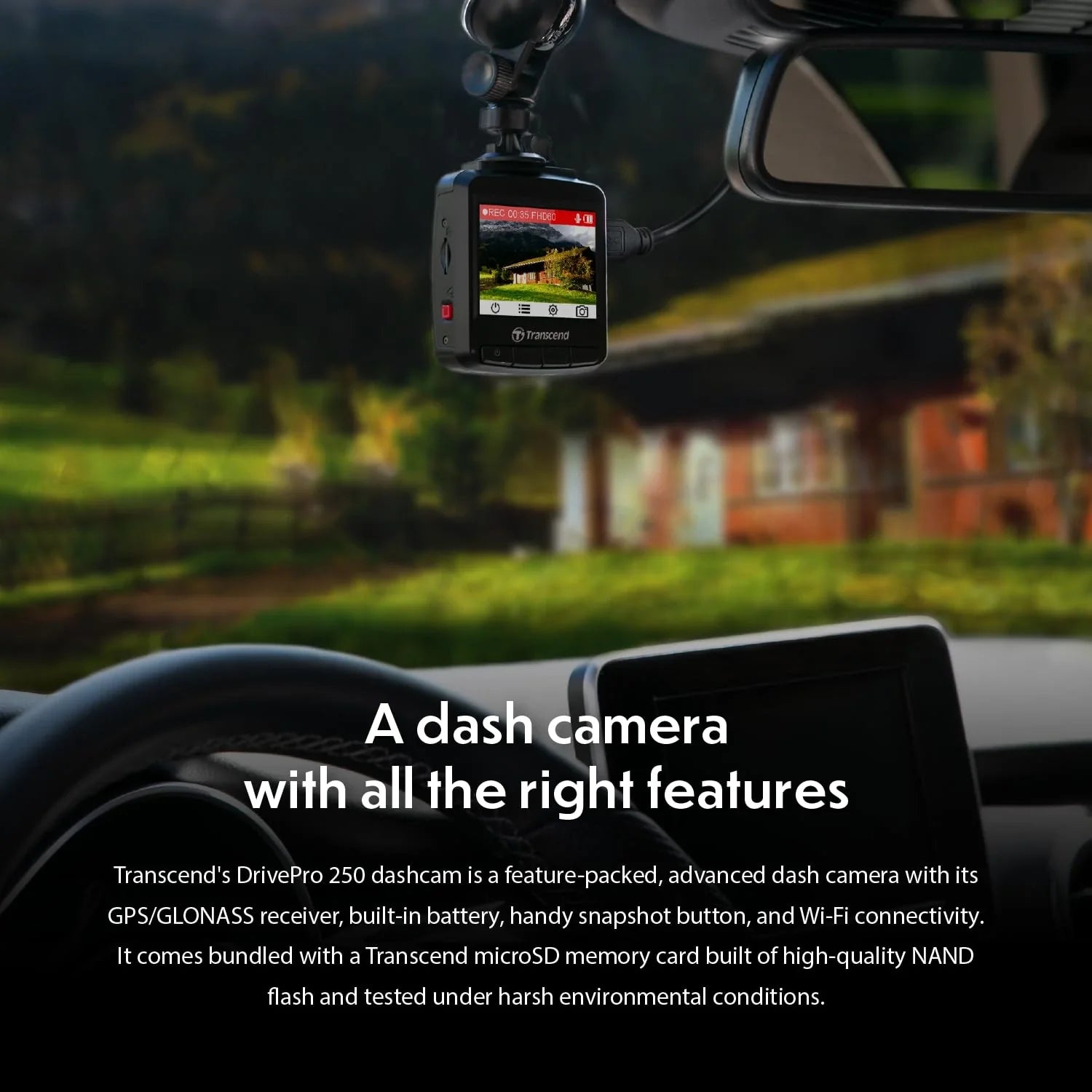 TRANSCEND DP250 Dashboard Camera QHD 1440P, Sony STARVIS