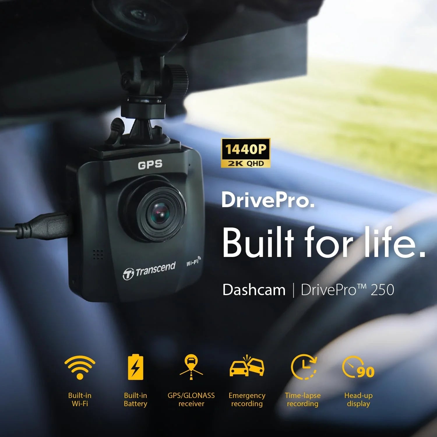 TRANSCEND DP250 Dashboard Camera QHD 1440P, Sony STARVIS