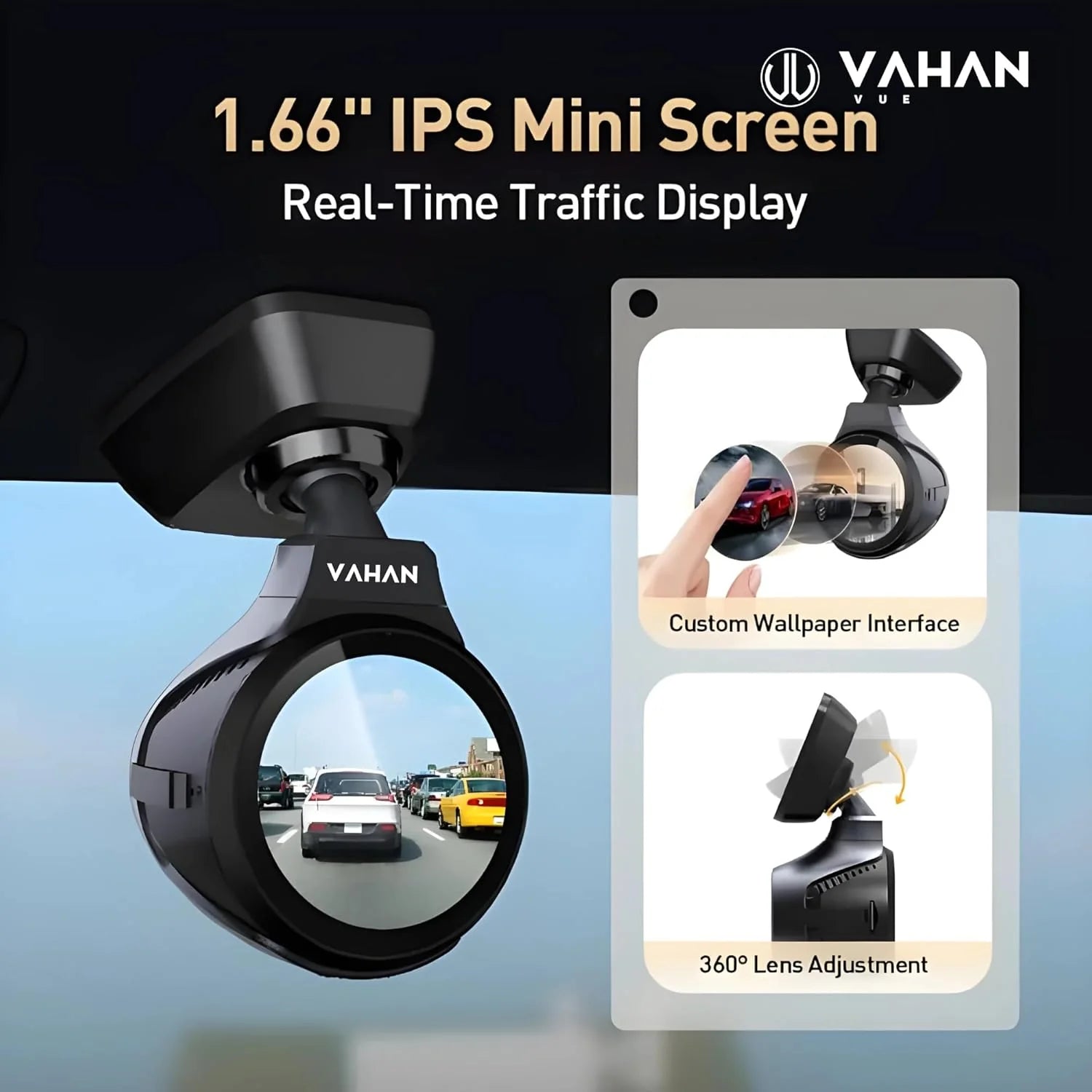 VAHAN VUE K05 Dash Camera for Cars UHD 2560P 8MP, 2 Channel