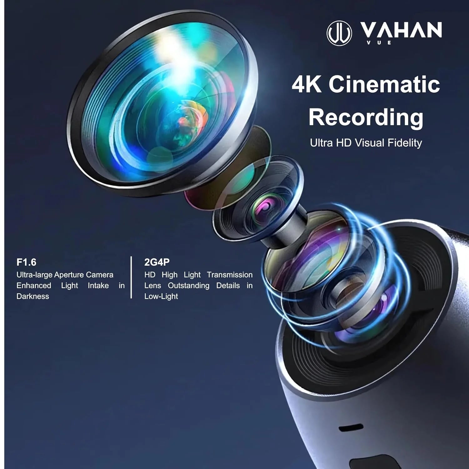 VAHAN VUE K05 Dash Camera for Cars UHD 2560P 8MP, 2 Channel