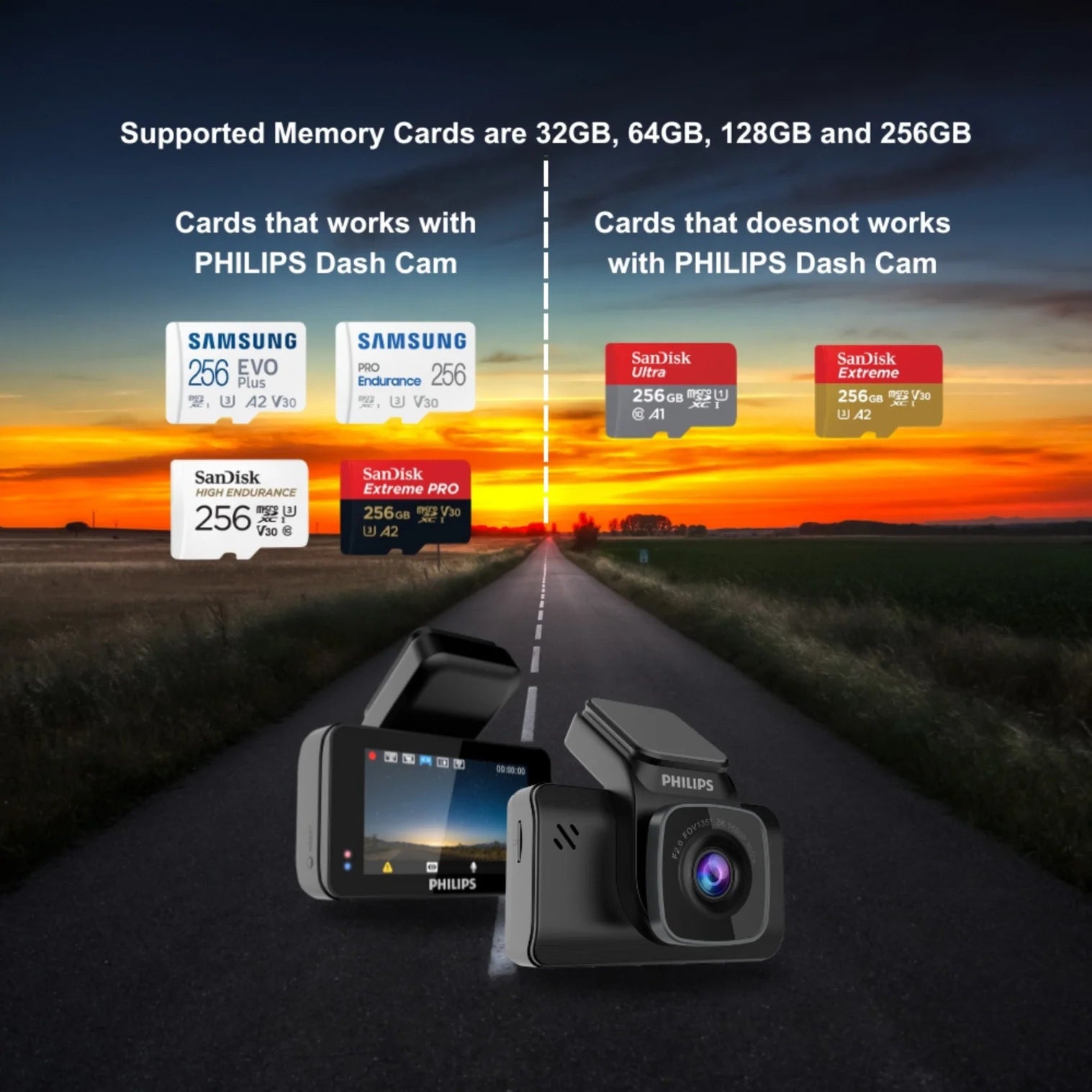 PHILIPS GoSure 5101 Dash Camera for Car, 2K QHD 1600p, G-Sensor