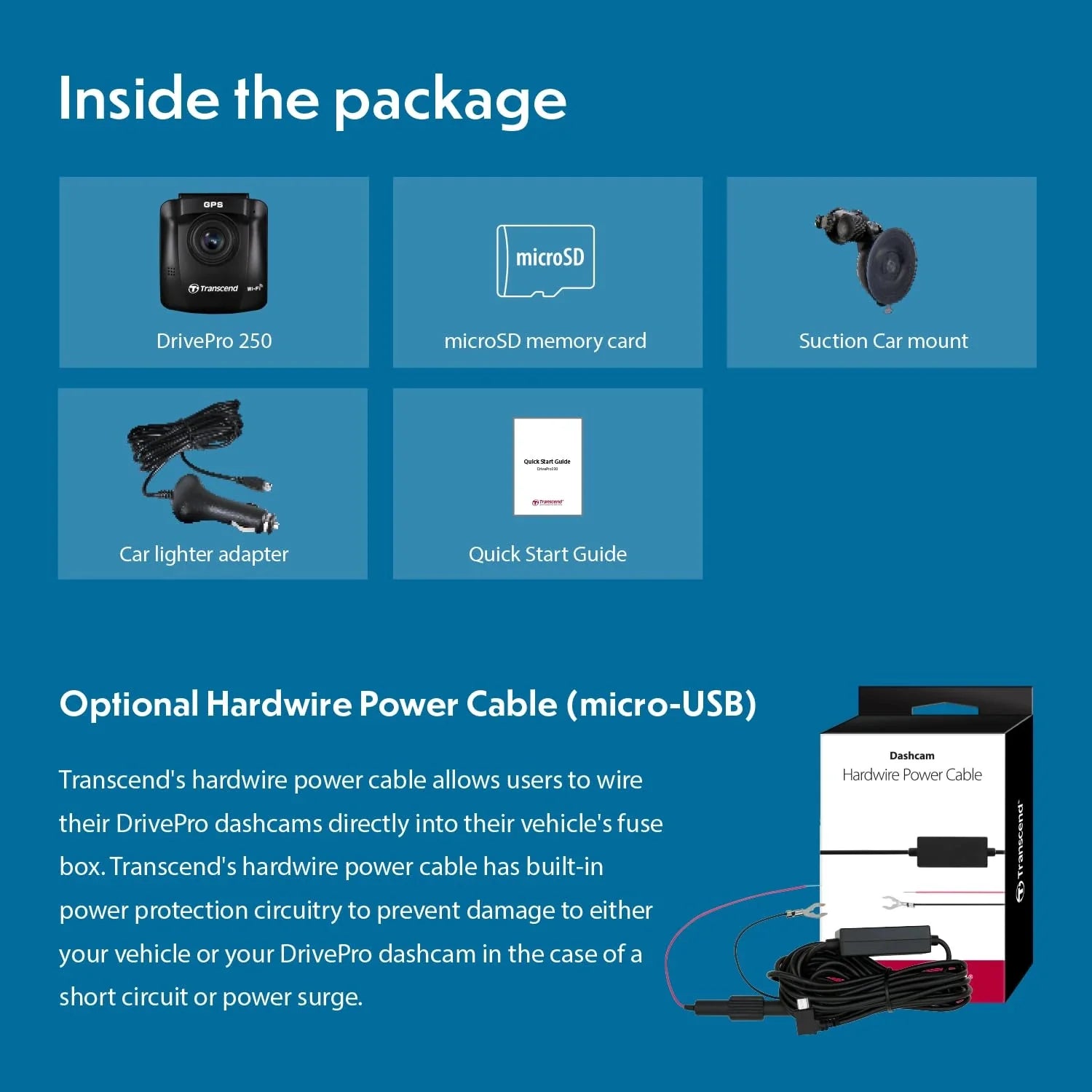 TRANSCEND DP250 Dashboard Camera QHD 1440P, Sony STARVIS