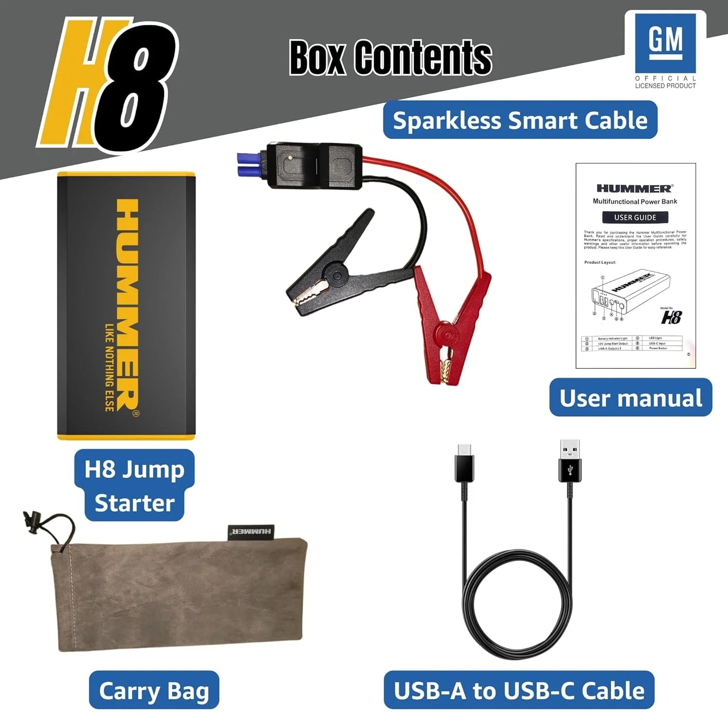 HUMMER H8 Jump Starter Battery 12V /1000A Vehicles, 27750mWh