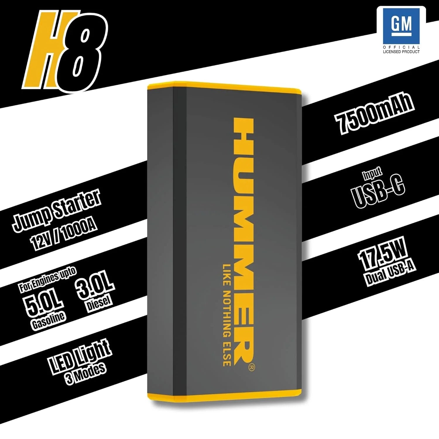 HUMMER H8 Jump Starter Battery 12V /1000A Vehicles, 27750mWh