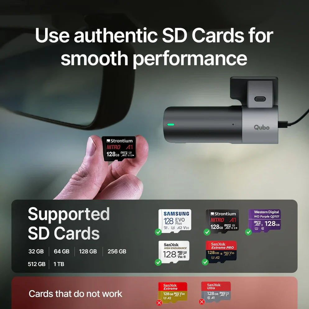 QUBO Car Dash Camera Pro 2K Resolution QHD Dash Cam