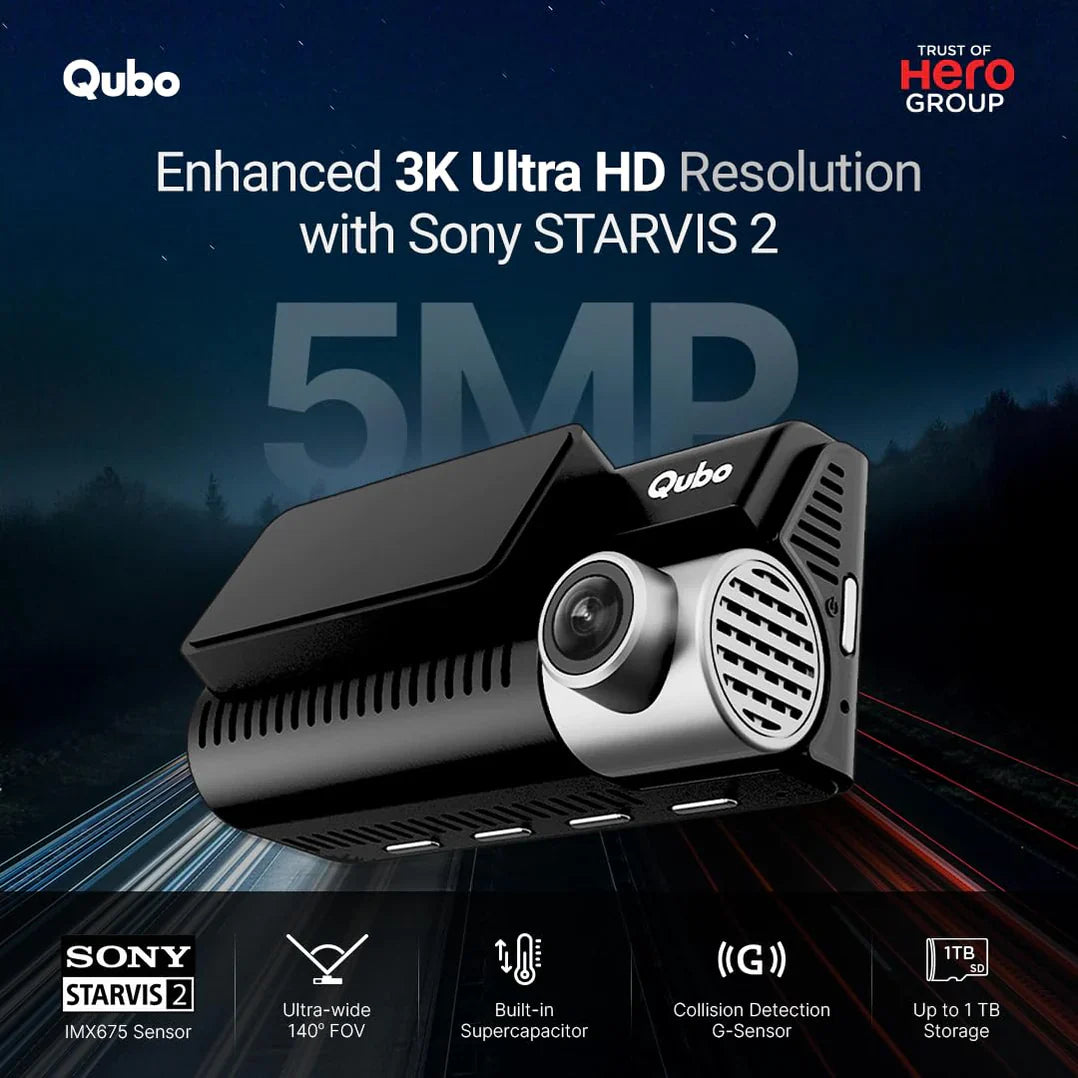 QUBO Pro 3K Dash Camera for Car, IMX675 Sensor Dual Channel