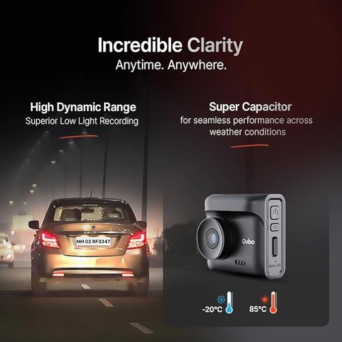 Qubo Pro 2.7K Front and Back Dash Cam