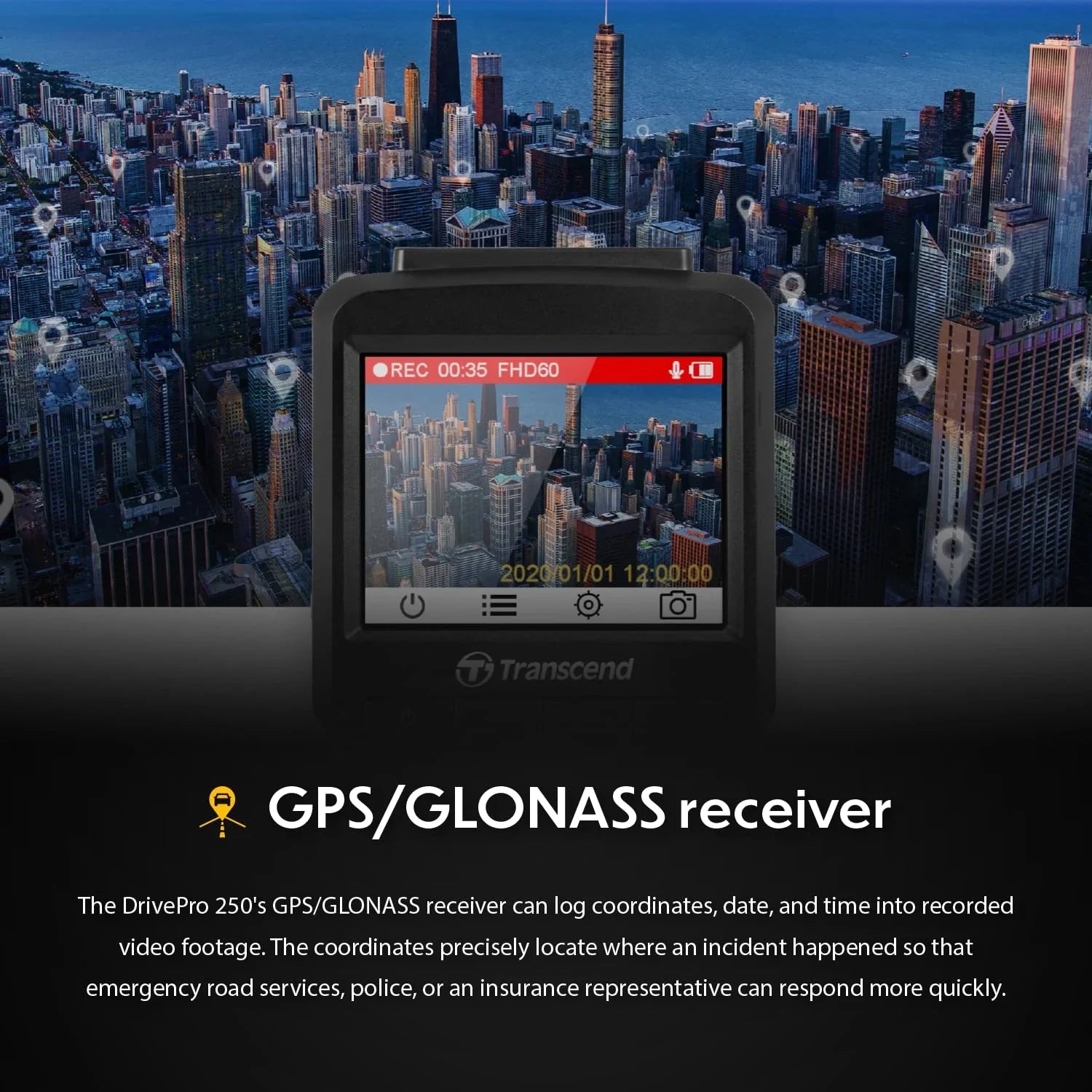 TRANSCEND DP250 Dashboard Camera QHD 1440P, Sony STARVIS