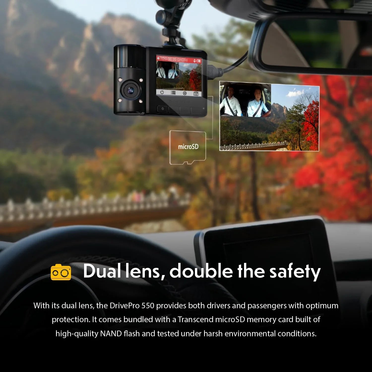 TRANSCEND DP550 Dashboard Camera for Car QHD 1440P