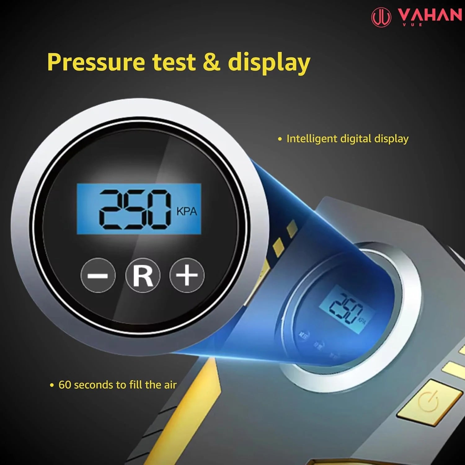 VAHAN VUE Car Tyre Inflator Air Compressor with Auto Stop and LED Light 12V