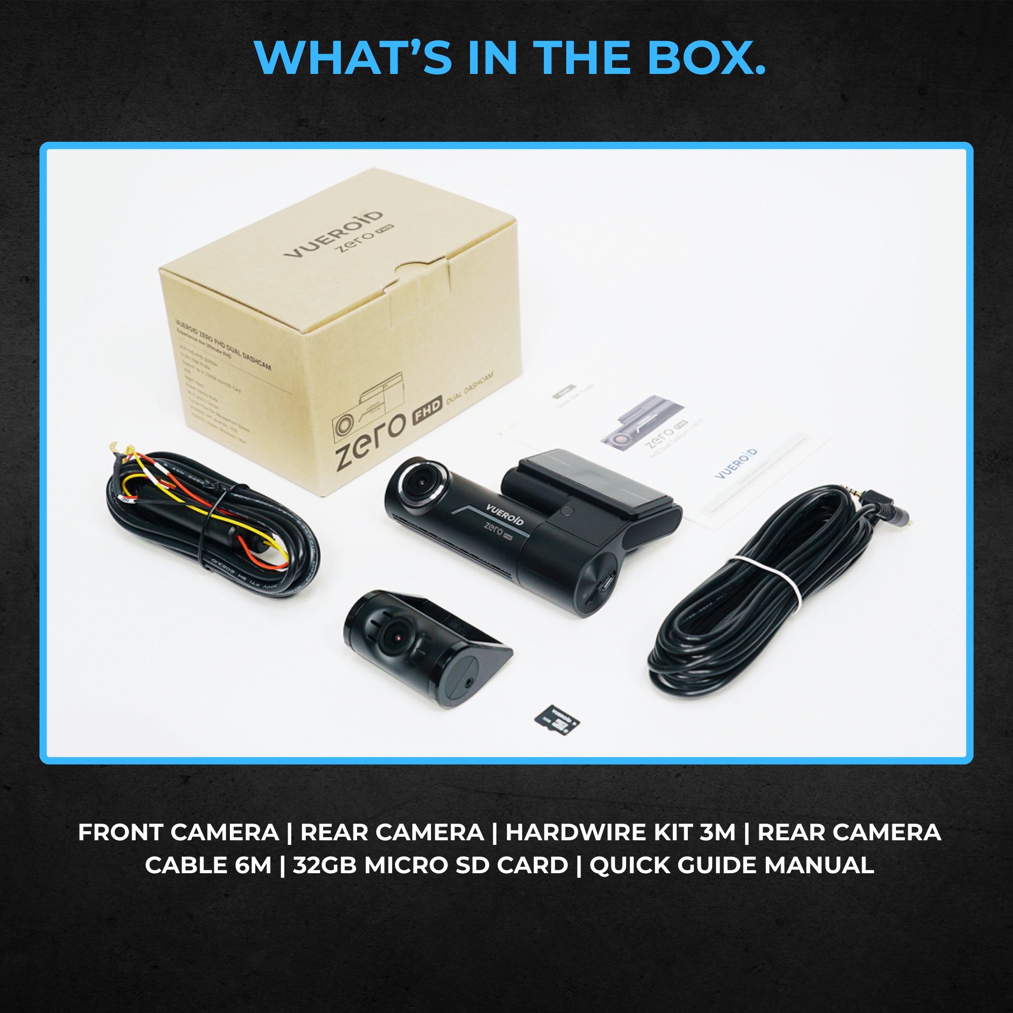 VUEROID ZERO 2CH Dash Cam | Full HD Front & Rear Car Camera with WiFi & Parking Mode