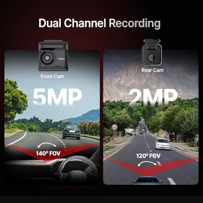 Qubo Pro 2.7K Front and Back Dash Cam