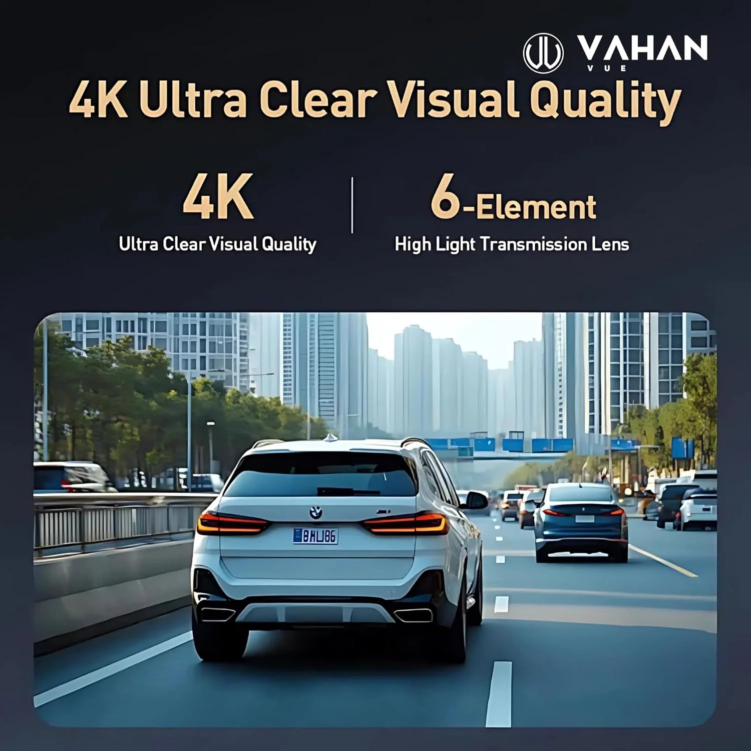 VAHAN VUE K05 Dash Camera for Cars UHD 2560P 8MP, 2 Channel