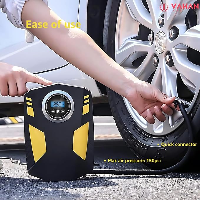 VAHAN VUE Car Tyre Inflator Air Compressor with Auto Stop and LED Light 12V